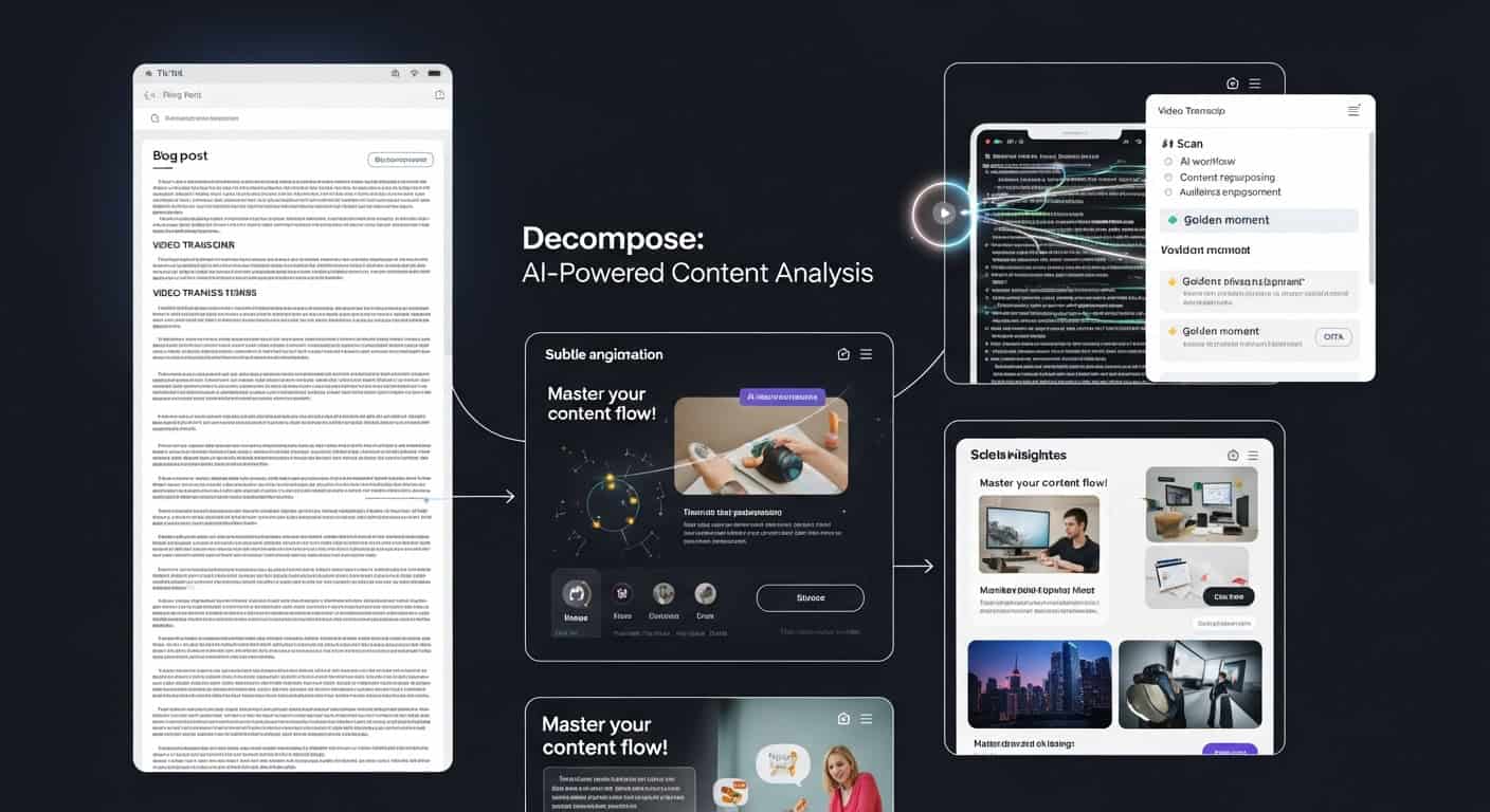 Long-form to short-form video repurposing. AI content analysis. Content flow optimization.